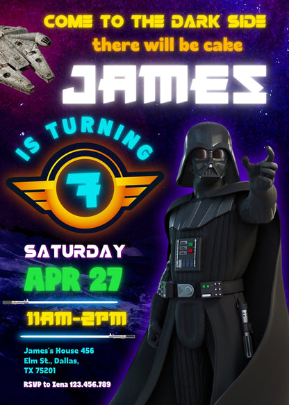 Star Wars Darth Vader customizable invitation template | Share or Print | boy | SR737