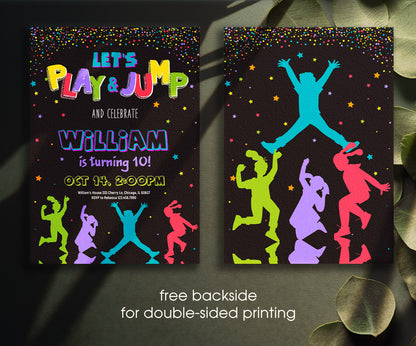 Trampoline Jump Party customizable invitation template | Share or Print | LJ925