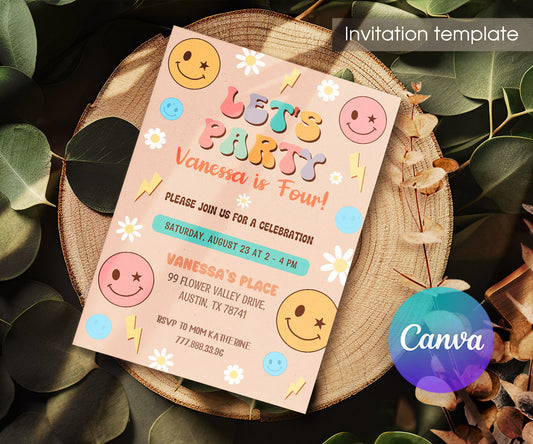 Smiley Face customizable invitation template | Share or Print | KK511