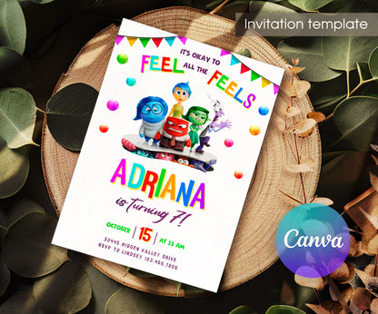 Inside Out 2 customizable invitation template | Share or Print | DP153