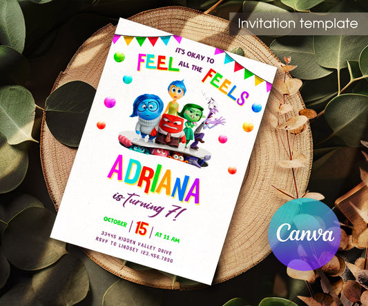 Inside Out 2 customizable invitation template | Share or Print | DP153