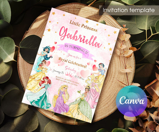 Disney Princess customizable invitation template | Share or Print | girl | PL746