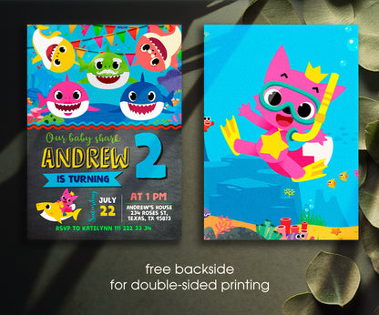 Baby Shark customizable invitation template | Share or Print | AQ873