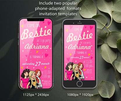 Barbie Pink customizable invitation template | Share or Print | girl | WT755