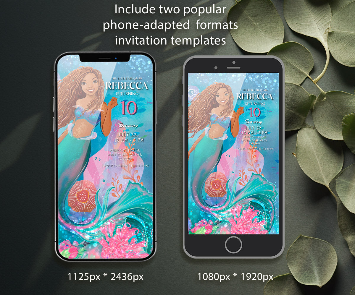 The Little Mermaid Ariel customizable invitation template | Share or Print | girl | UD428