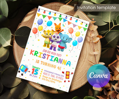 Word Party customizable invitation template | Share or Print | YZ310