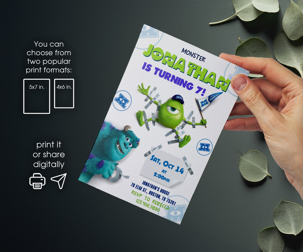 Monsters, Inc. customizable invitation template | Share or Print | TI760