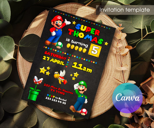 Super Mario Bros customizable invitation template | Share or Print | ZF677