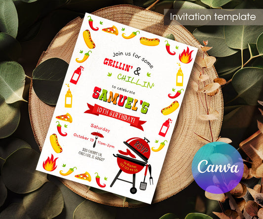 Grill Chill Bbq customizable invitation template | Share or Print | NP954