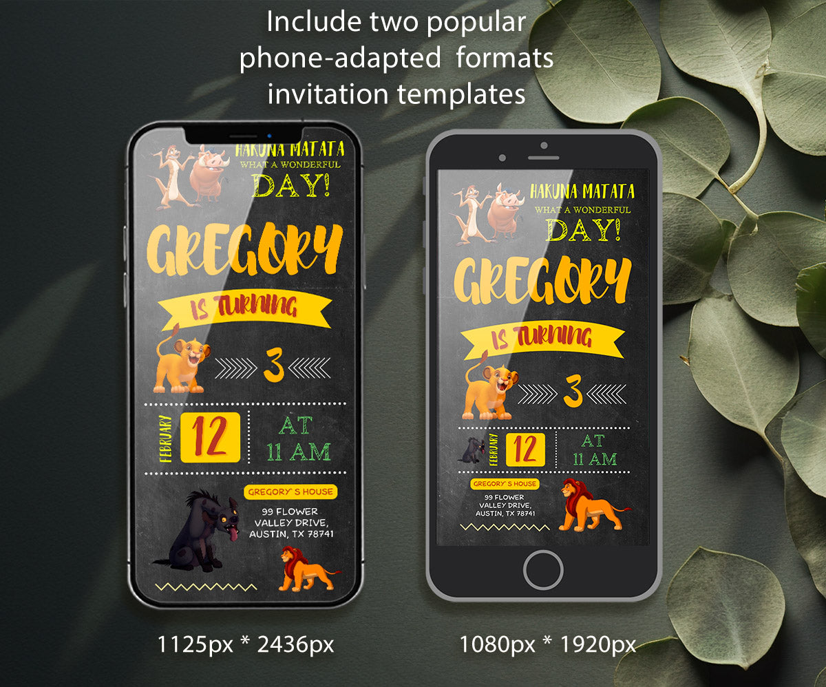 Lion King Simba customizable invitation template | Share or Print | MP650