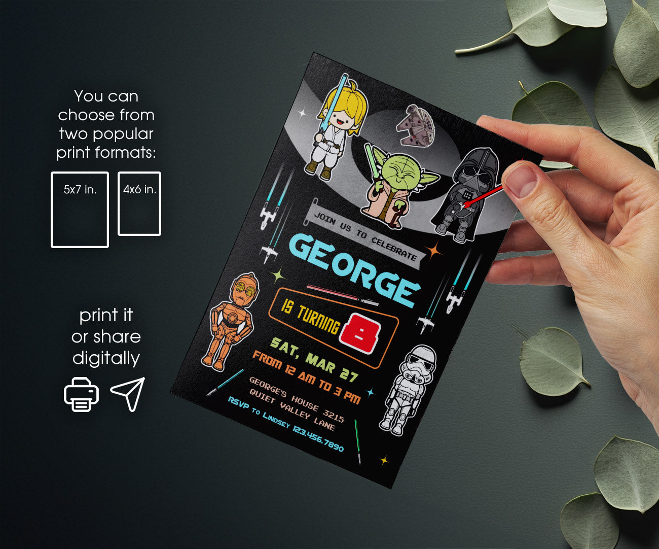 Star Wars Darth Vader customizable invitation template | Share or Print | boy | DM830