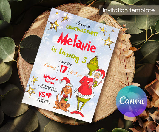 The Grinch  Merry Grinchmas customizable invitation template | Share or Print | HM652