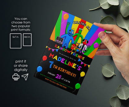 Rainbow Friends customizable invitation template | Share or Print | HH708