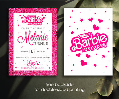 Barbie Pink customizable invitation template | Share or Print | girl | DA724