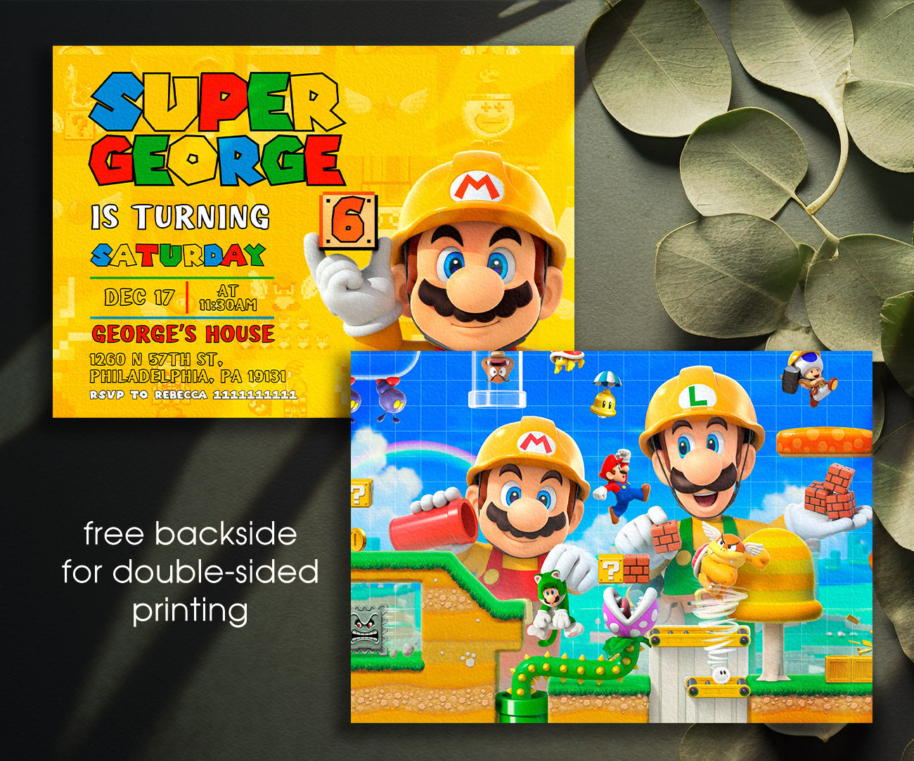 Super Mario Bros customizable invitation template | Share or Print | SM264