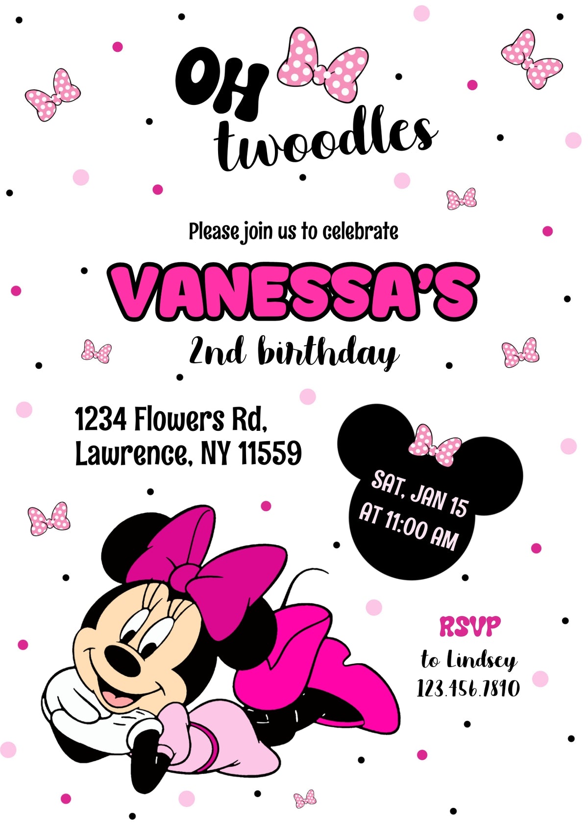 Minnie Mouse Disney Mickey customizable invitation template | Share or Print | girl | EE851