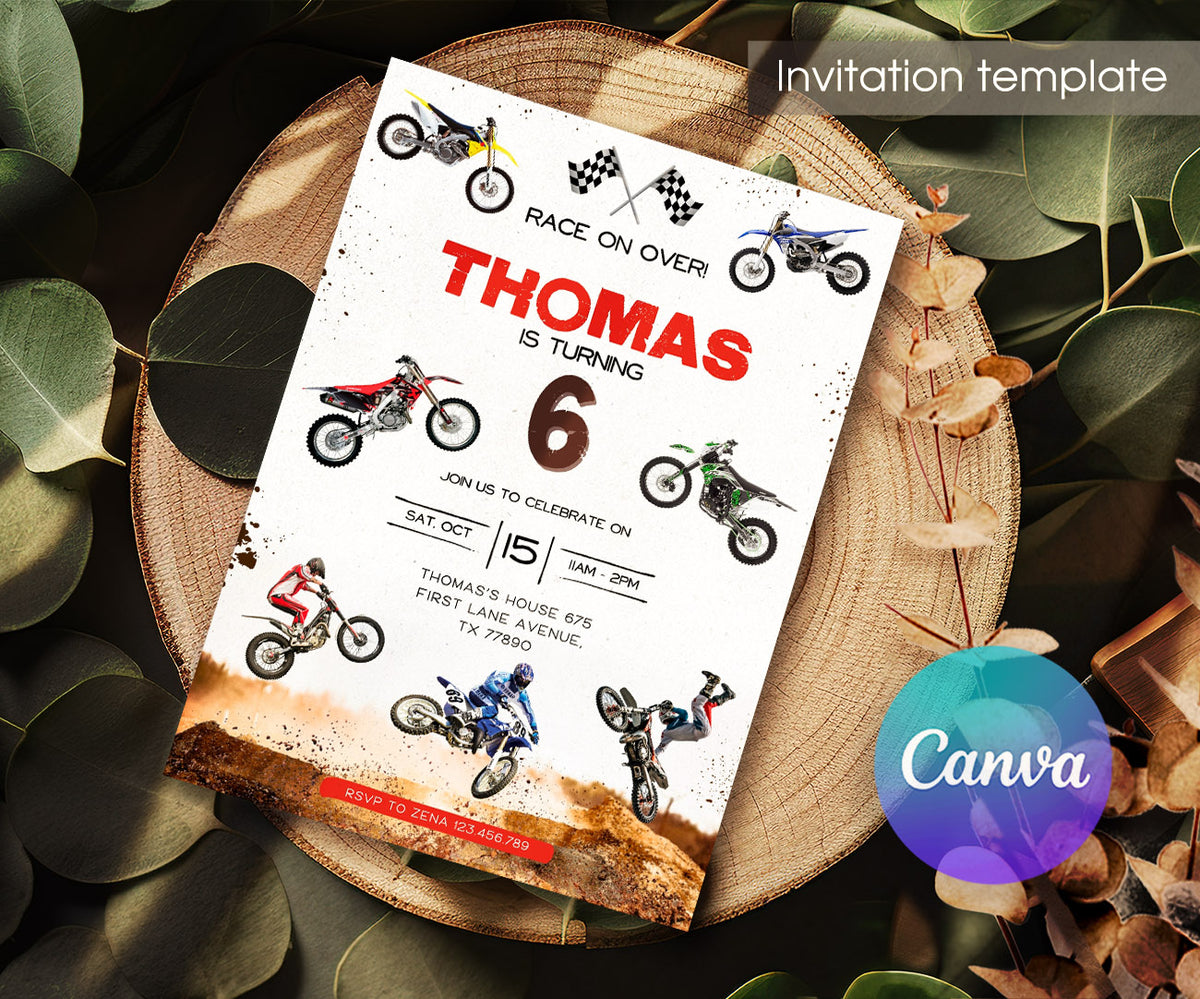 Motocross Extreme customizable invitation template | Share or Print | GJ650