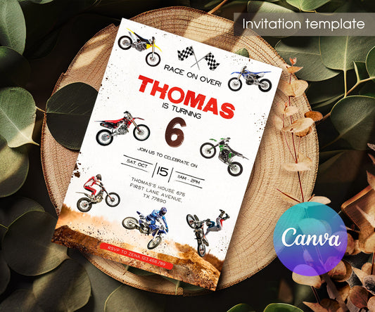 Motocross Extreme customizable invitation template | Share or Print | GJ650