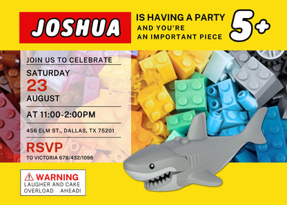 Lego Shark Jaws customizable invitation template | Share or Print | VL489