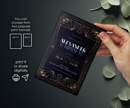 The Great Gatsby Art Deco customizable invitation template | Share or Print | OS712