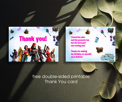 Fortnite Gamer customizable invitation template | Share or Print | boy | BB991