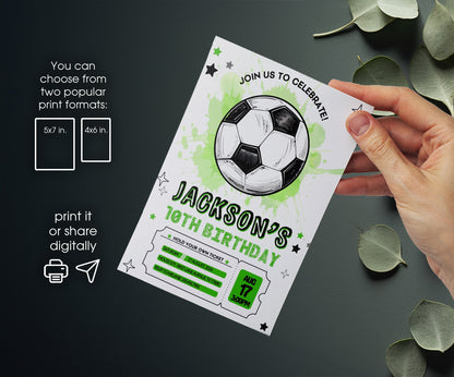 Soccer Champion League FC customizable invitation template | Share or Print | boy | MR970
