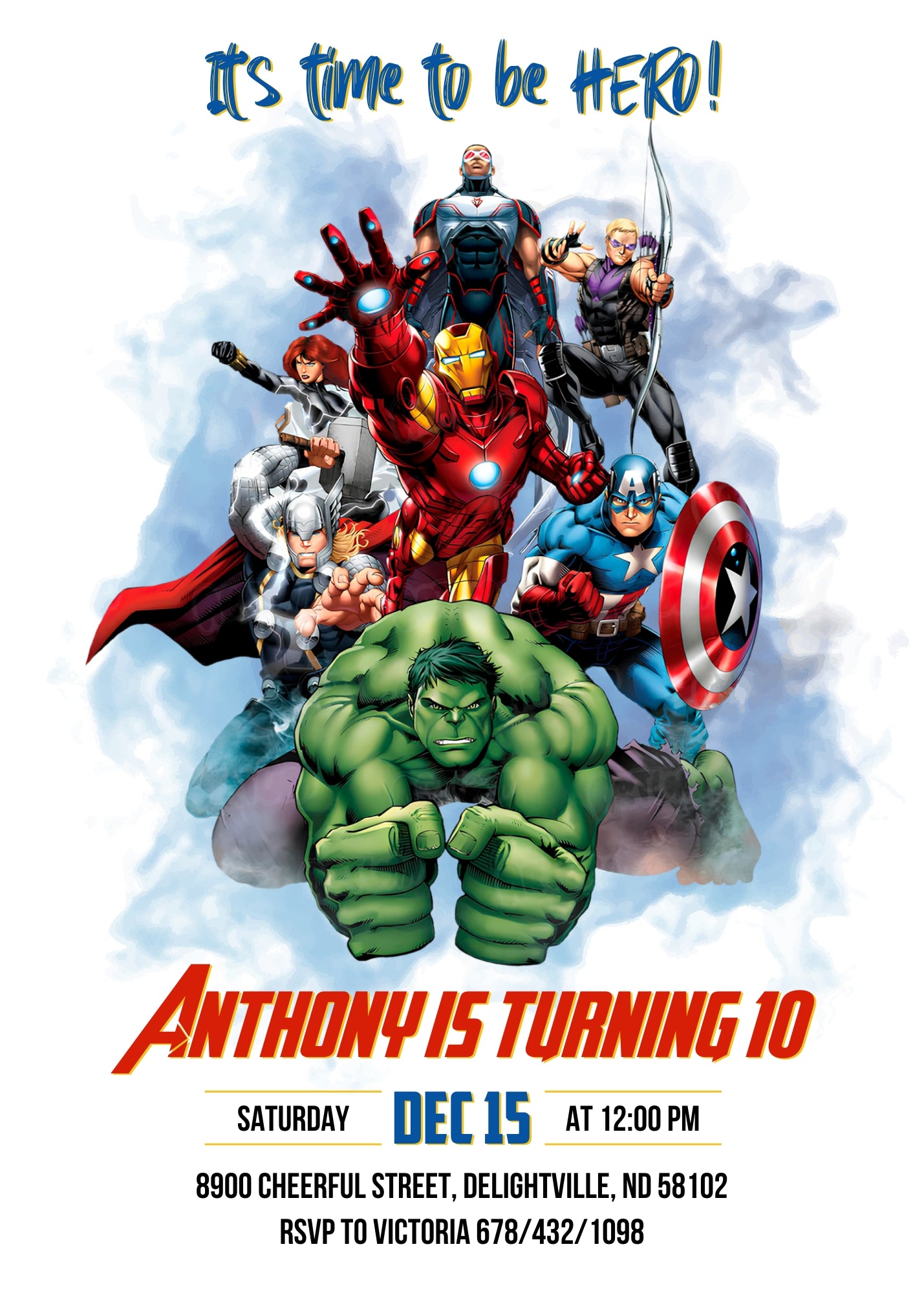 Avengers Marvel Superhero customizable invitation template | Share or Print | boy | WB558