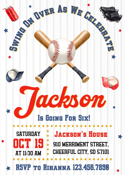 Baseball MLB Sport customizable invitation template | Share or Print | boy | SF232
