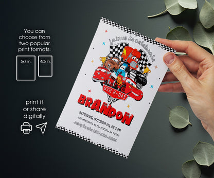 Cars Lightning McQueen customizable invitation template | Share or Print | boy | IM727