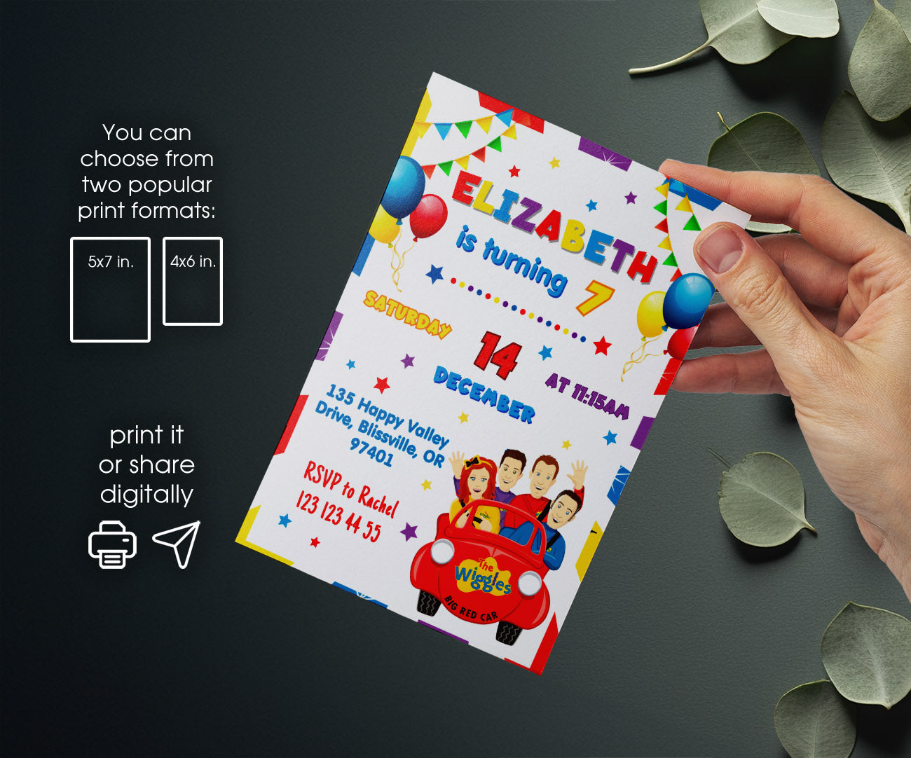 Wiggles One Finger One Thumb customizable invitation template | Share or Print | KZ804