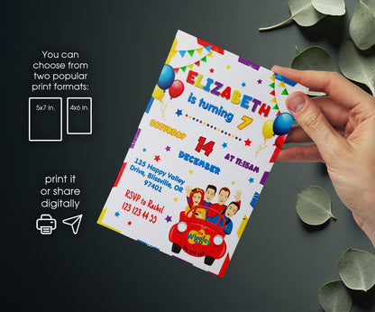Wiggles One Finger One Thumb customizable invitation template | Share or Print | KZ804