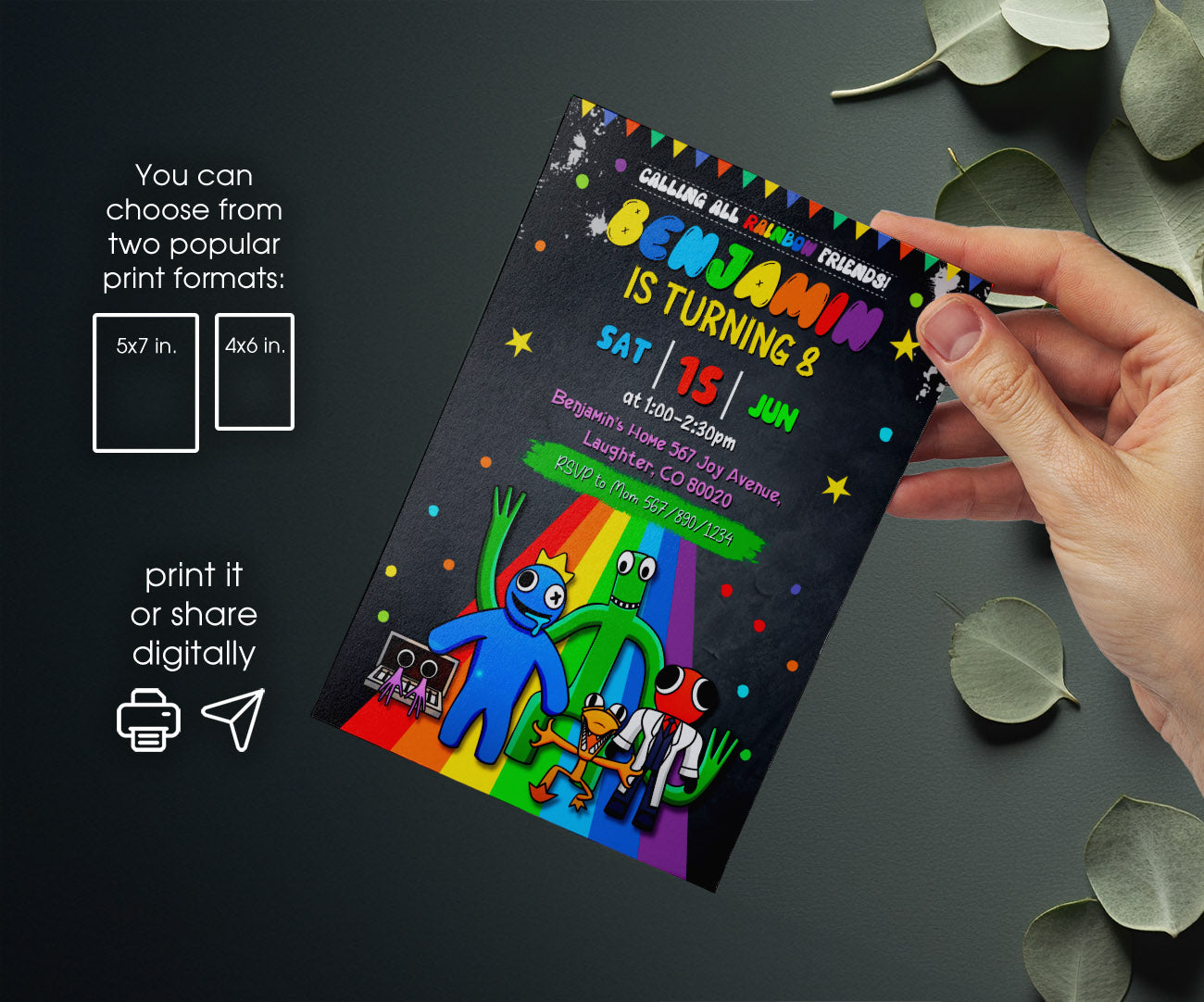 Rainbow Friends customizable invitation template | Share or Print | RZ943