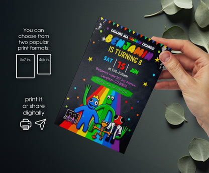 Rainbow Friends customizable invitation template | Share or Print | RZ943