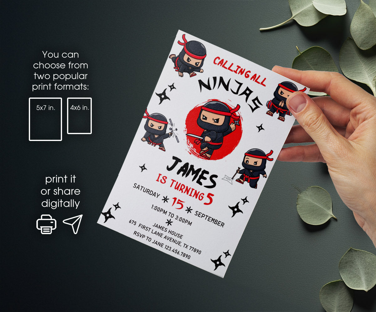 Ninja Kidz TV customizable invitation template | Share or Print | WG993