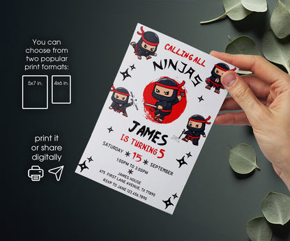 Ninja Kidz TV customizable invitation template | Share or Print | WG993