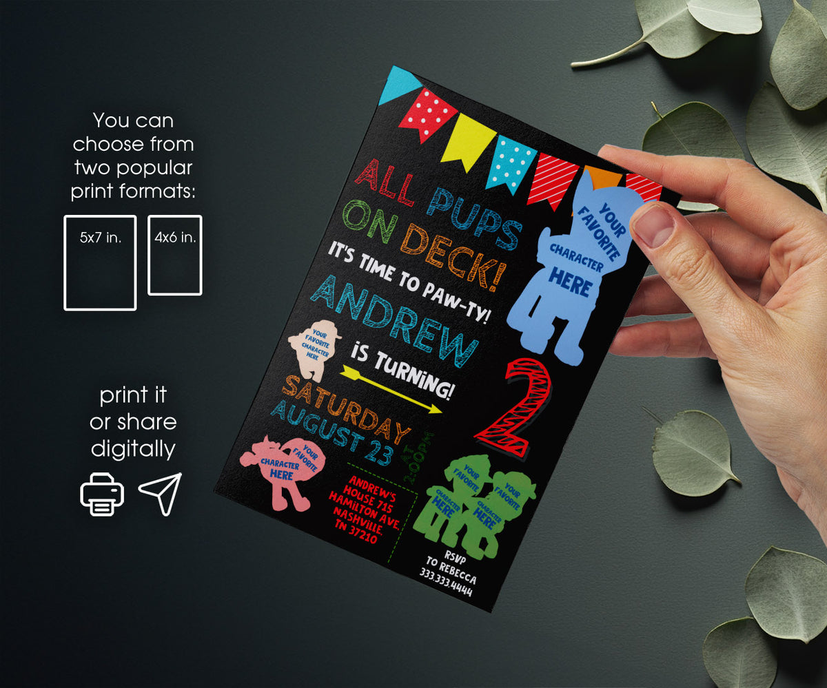 PAW Patrol customizable invitation template | Share or Print | WN513