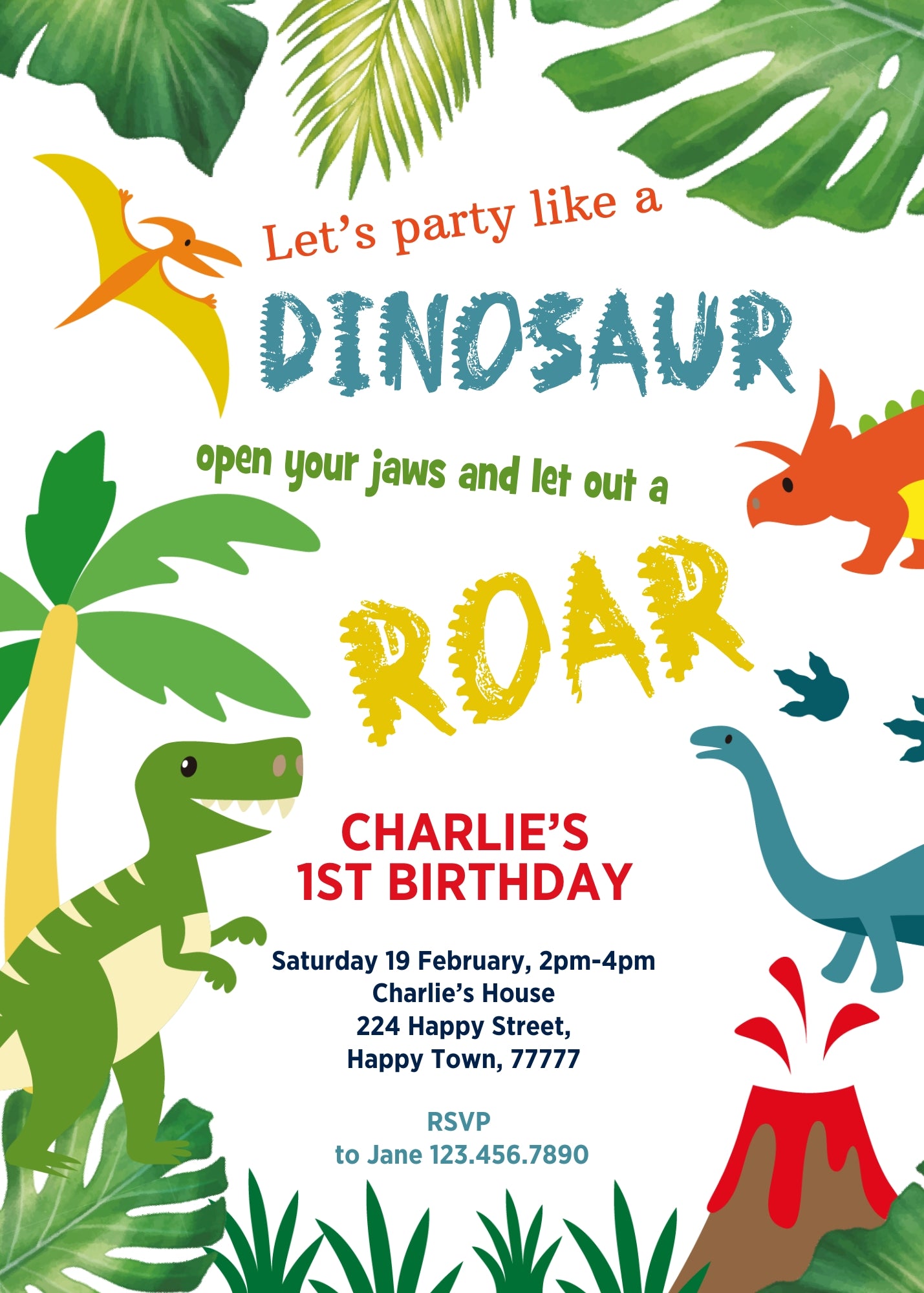 Dinosaur T-Rex customizable invitation template | Share or Print | WT323