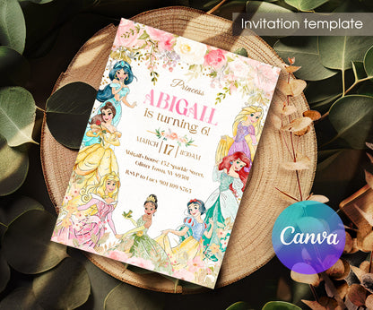 Disney Princess customizable invitation template | Share or Print | girl | QN748