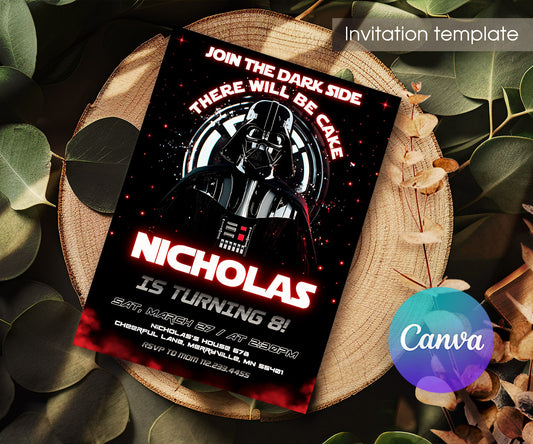 Star Wars Darth Vader customizable invitation template | Share or Print | boy | DA288