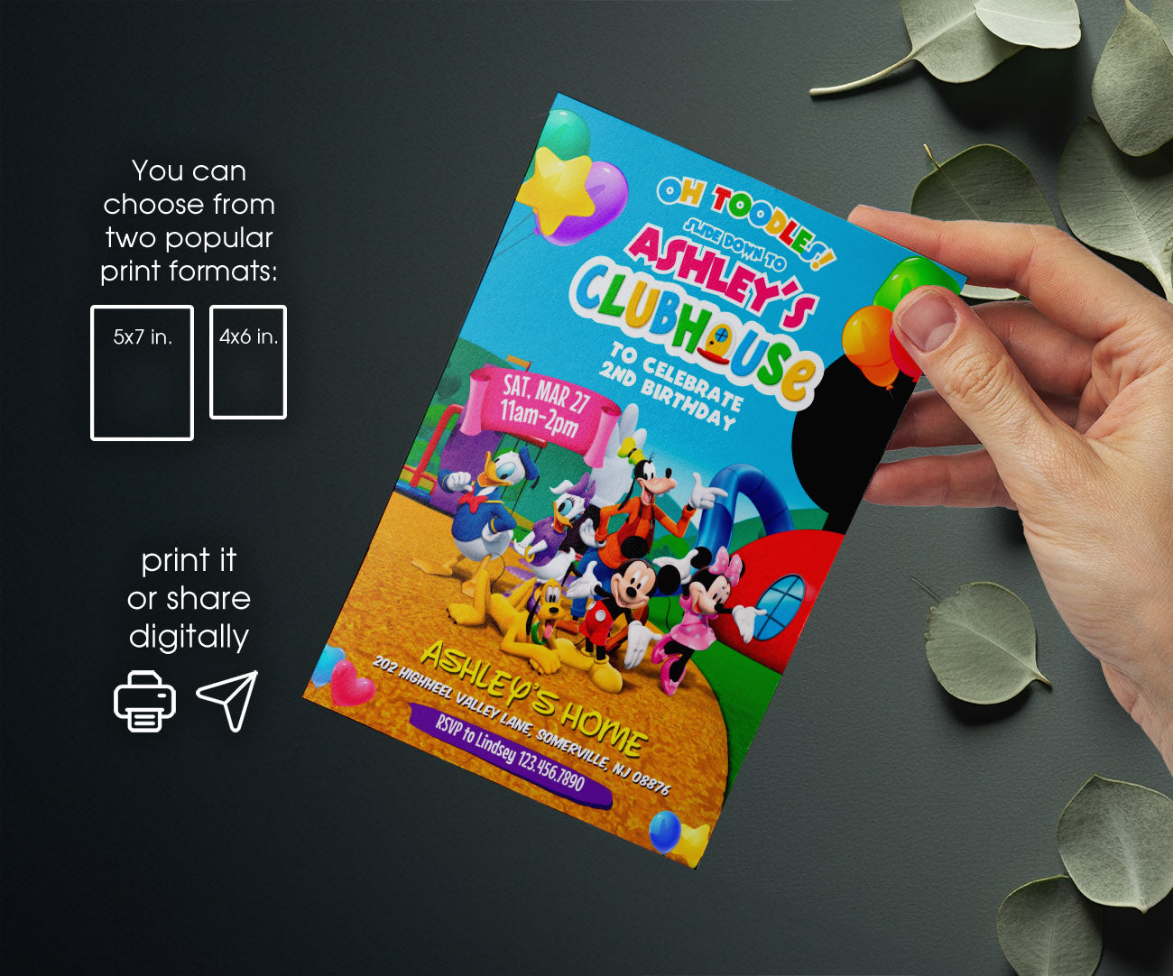 Clubhouse Mickey Mouse customizable invitation template | Share or Print | XI599
