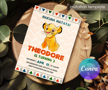 Lion King Simba customizable invitation template | Share or Print | OK834