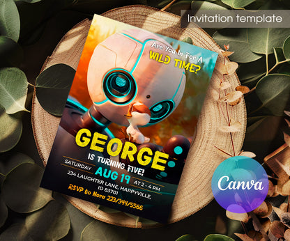 Wild Robot Roz customizable invitation template | Share or Print | NO241