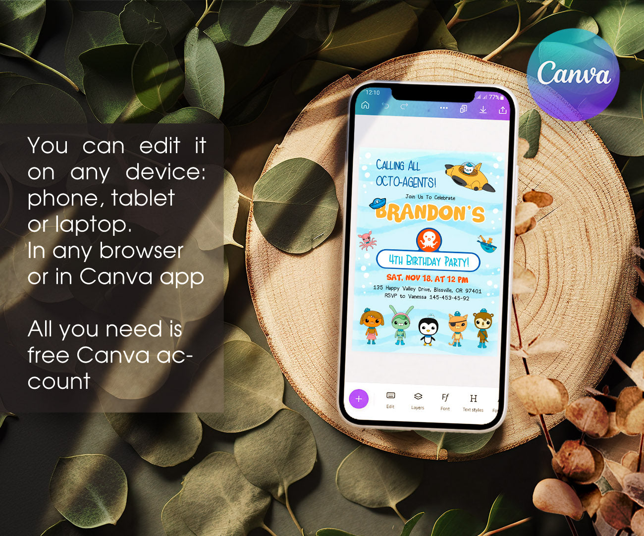 Octonauts customizable invitation template | Share or Print | OK889