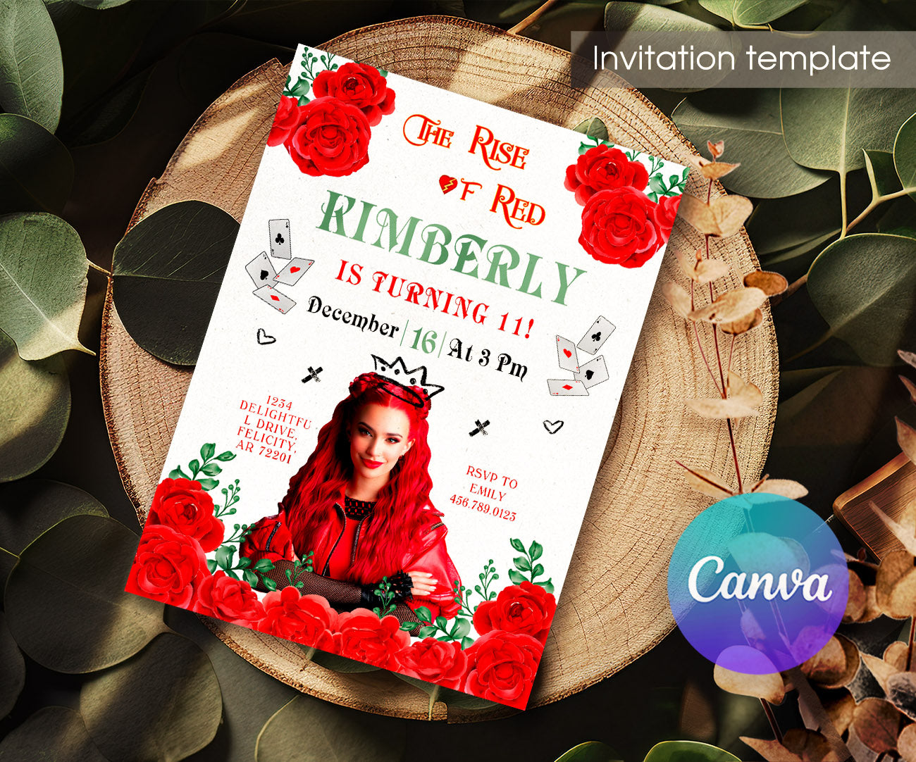 Descendants The Rise of Red Disney customizable invitation template | Share or Print | TI741