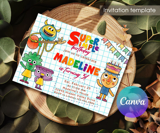 Super Simple Songs customizable invitation template | Share or Print | JT821