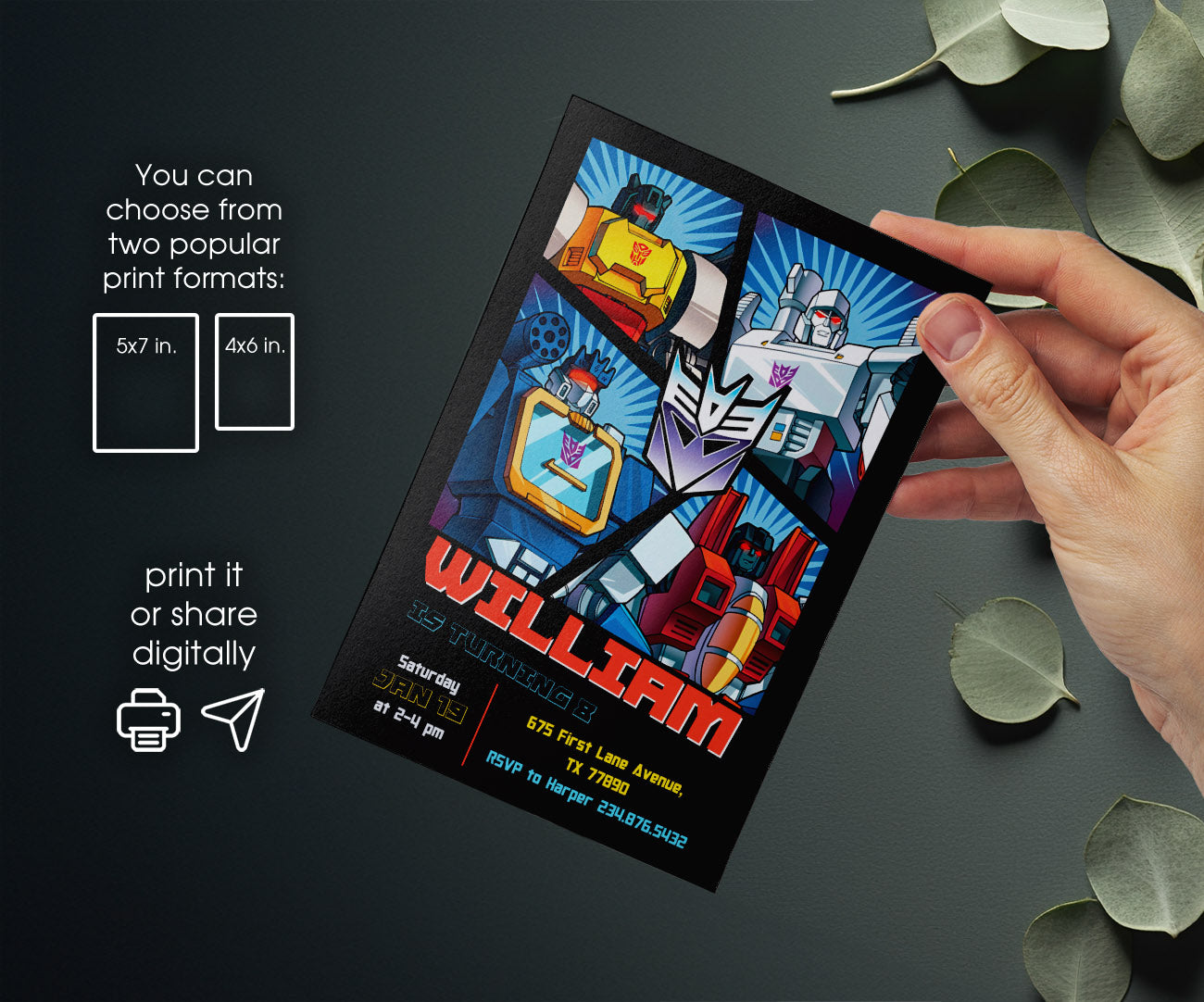 Transformers Rescue Bots customizable invitation template | Share or Print | boy | GH721
