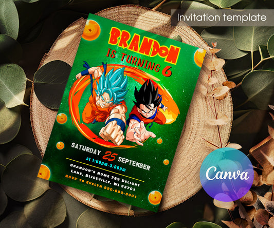 Dragon Ball Z Anime customizable invitation template | Share or Print | boy | TR382