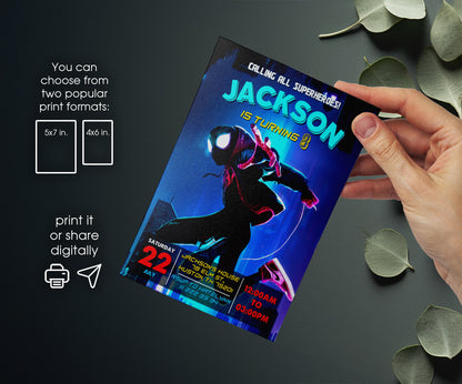Spider Man Across the Spider-Verse customizable invitation template | Share or Print | boy | VE574