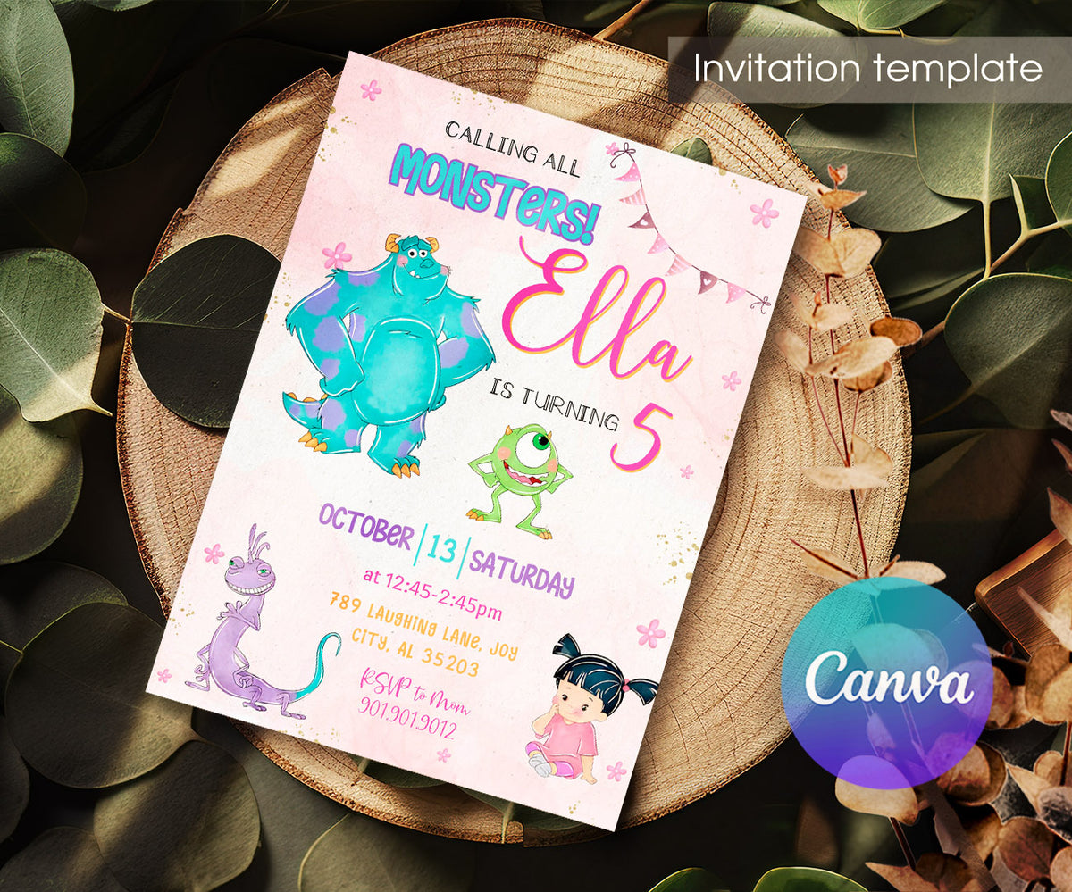 Monsters, Inc. customizable invitation template | Share or Print | CC577