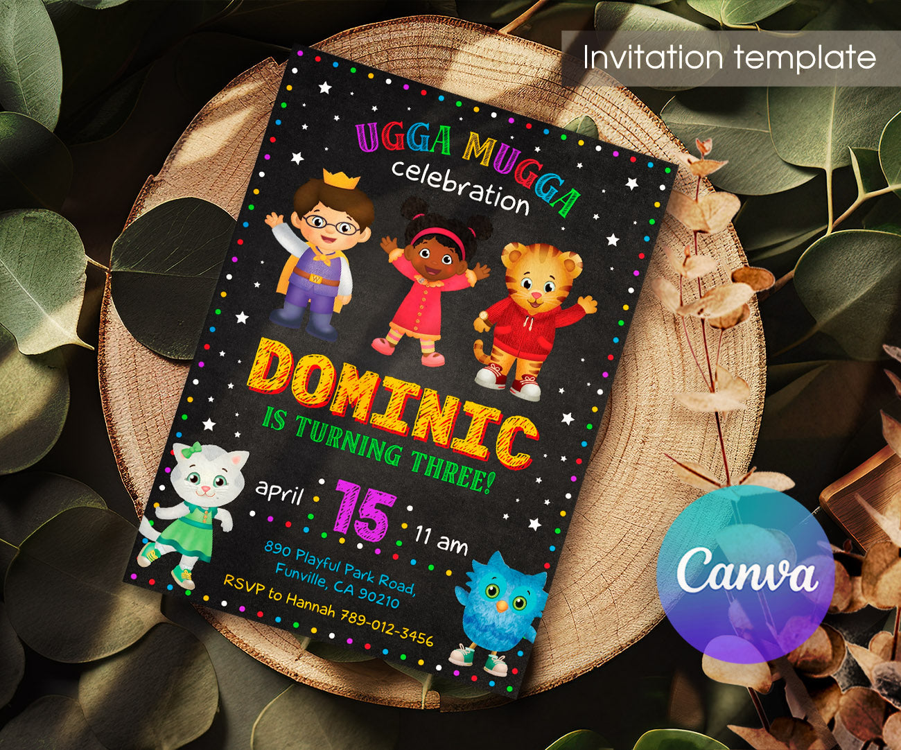 Daniel Tiger's Neighborhood customizable invitation template | Share or Print | UV187